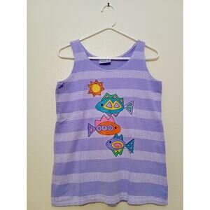 Fresh Produce Vintage 1993 Purple Striped Tank Single Stitch Made in USA SZ S